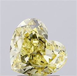 Picture of Lab Grown Diamond 1.57 Carats, Heart with  Cut, Fancy Yellow Color, VS1 Clarity and Certified by IGI