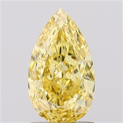 Picture of Lab Grown Diamond 1.38 Carats, Pear with  Cut, Fancy Vivid Yellow Color, VS2 Clarity and Certified by IGI