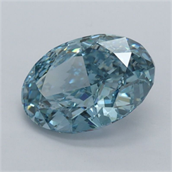 Picture of Lab Grown Diamond 1.57 Carats, Oval with  Cut, Fancy Vivid Blue Color, VVS2 Clarity and Certified by IGI