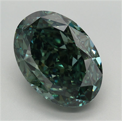 Picture of Lab Grown Diamond 5.30 Carats, Oval with  Cut, Fancy Vivid Green Color, VVS2 Clarity and Certified by IGI
