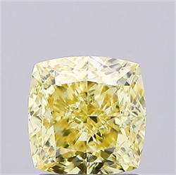 Picture of Lab Grown Diamond 1.22 Carats, CUSHION MODIFIED with  Cut, Fancy Intense Yellow Color, VS1 Clarity and Certified by IGI