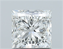 Natural Diamond 1.01 Carats, Princess with  Cut, H Color, VS1 Clarity and Certified by GIA