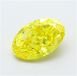 Picture of Lab Grown Diamond 1.61 Carats, Oval with  Cut, Fancy Vivid Yellow Color, IF Clarity and Certified by IGI