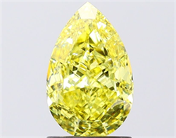 Picture of Lab Grown Diamond 1.59 Carats, Pear with  Cut, Fancy Vivid Yellow Color, VS1 Clarity and Certified by IGI