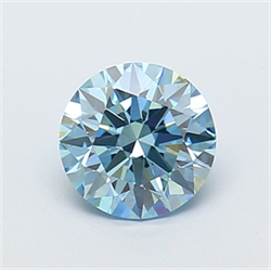 Picture of Lab Grown Diamond 1.29 Carats, Round with Ideal Cut, Fancy Vivid Blue Color, VVS2 Clarity and Certified by IGI