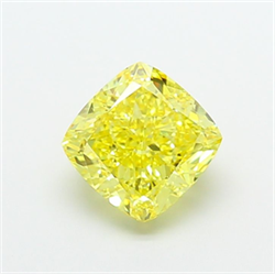 Picture of Lab Grown Diamond 3.01 Carats, CUSHION MODIFIED with  Cut, Fancy Vivid Yellow Color, VS1 Clarity and Certified by IGI