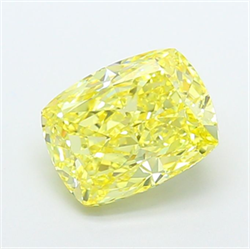 Picture of Lab Grown Diamond 4.10 Carats, CUSHION MODIFIED with  Cut, Fancy Intense Yellow Color, VS1 Clarity and Certified by IGI
