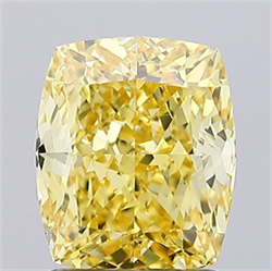 Picture of Lab Grown Diamond 2.04 Carats, CUSHION MODIFIED with  Cut, Fancy Vivid Yellow Color, VS2 Clarity and Certified by IGI