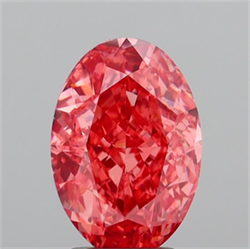 Picture of Lab Grown Diamond 3.01 Carats, Oval with  Cut, Fancy Vivid Pink Color, VS1 Clarity and Certified by IGI