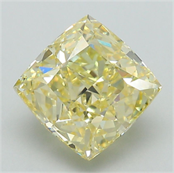 Picture of Lab Grown Diamond 3.31 Carats, CUSHION MODIFIED with  Cut, Fancy Intense Yellow Color, VS1 Clarity and Certified by IGI