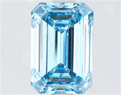 Picture of Lab Grown Diamond 2.00 Carats, Emerald with  Cut, Fancy Intense Blue Color, VS2 Clarity and Certified by IGI