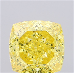 Picture of Lab Grown Diamond 7.10 Carats, CUSHION MODIFIED with  Cut, Fancy Vivid Yellow Color, VS2 Clarity and Certified by IGI