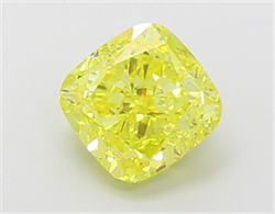 Picture of Lab Grown Diamond 1.45 Carats, Cushion with  Cut, Fancy Vivid Yellow Color, VVS1 Clarity and Certified by IGI