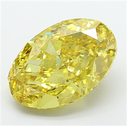 Picture of Lab Grown Diamond 10.03 Carats, Oval with  Cut, Fancy Vivid Yellow Color, VVS2 Clarity and Certified by IGI