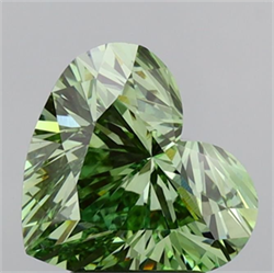 Picture of Lab Grown Diamond 3.01 Carats, Heart with  Cut, Fancy Vivid Green Color, VS2 Clarity and Certified by IGI