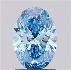 Picture of Lab Grown Diamond 1.28 Carats, Oval with  Cut, Fancy Vivid Blue Color, VS1 Clarity and Certified by IGI