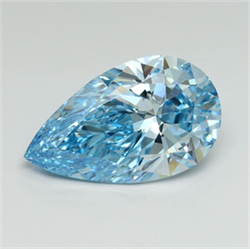 Picture of Lab Grown Diamond 5.06 Carats, Pear with  Cut, Fancy Vivid Blue Color, VVS2 Clarity and Certified by IGI