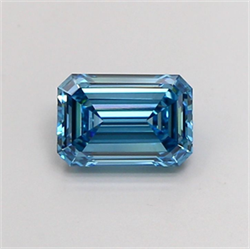 Picture of Lab Grown Diamond 1.39 Carats, Emerald with  Cut, Fancy Vivid Blue Color, VVS2 Clarity and Certified by IGI