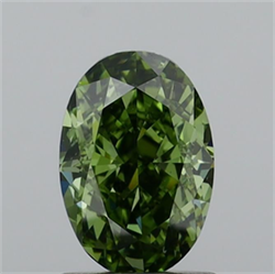 Picture of Lab Grown Diamond 1.51 Carats, Oval with  Cut, Fancy Vivid Green Color, VS1 Clarity and Certified by IGI