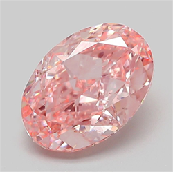 Picture of Lab Grown Diamond 3.03 Carats, Oval with  Cut, Fancy Vivid Pink Color, VS1 Clarity and Certified by IGI