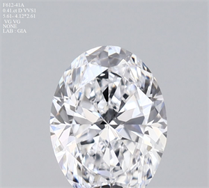 Foto Diamante Natural 0.41 quilates, Ovalado , Color D, claridad VVS1 y certificado GIA de