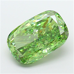 Picture of Lab Grown Diamond 6.60 Carats, CUSHION MODIFIED with  Cut, Fancy Vivid Green Color, VS2 Clarity and Certified by IGI