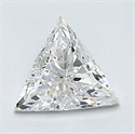 0,34 quilates, diamante triangular con muy buen corte, color E, claridad SI1 y certificado por CGL
