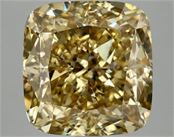 Picture of Lab Grown Diamond 6.05 Carats, CUSHION MODIFIED with  Cut, Fancy Vivid Yellow Color, VVS2 Clarity and Certified by IGI