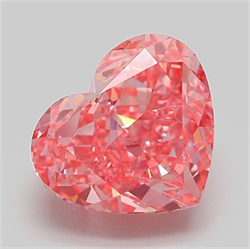 Picture of Lab Grown Diamond 4.02 Carats, Heart with  Cut, Fancy Vivid Pink Color, VVS2 Clarity and Certified by IGI