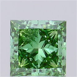 Picture of Lab Grown Diamond 3.01 Carats, Princess with  Cut, Fancy Vivid Green Color, VS2 Clarity and Certified by IGI