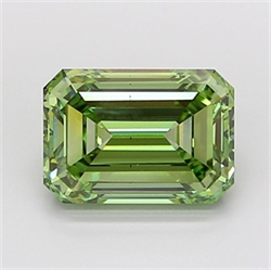 Picture of Lab Grown Diamond 5.11 Carats, Emerald with  Cut, Fancy Vivid Green Color, VS2 Clarity and Certified by IGI
