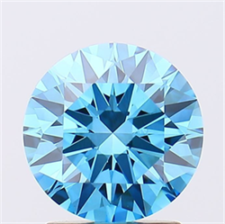 Picture of Lab Grown Diamond 1.86 Carats, Round with Ideal Cut, Fancy Vivid Blue Color, VS1 Clarity and Certified by IGI