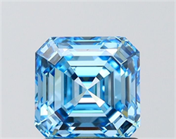 Picture of Lab Grown Diamond 1.53 Carats, Asscher with  Cut, Fancy Vivid Blue Color, VVS2 Clarity and Certified by IGI