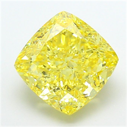 Picture of Lab Grown Diamond 5.16 Carats, CUSHION MODIFIED with  Cut, Fancy Vivid Yellow Color, VS1 Clarity and Certified by IGI