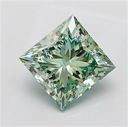 Picture of Lab Grown Diamond 2.01 Carats, Princess with  Cut, Fancy Vivid Green Color, VS2 Clarity and Certified by IGI