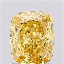 Picture of Lab Grown Diamond 1.23 Carats, CUSHION MODIFIED with  Cut, Fancy Vivid Yellow Color, VS1 Clarity and Certified by IGI