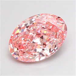 Picture of Lab Grown Diamond 2.80 Carats, Oval with  Cut, Fancy Vivid Pink Color, VVS2 Clarity and Certified by IGI