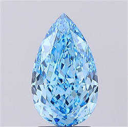 Picture of Lab Grown Diamond 2.52 Carats, Pear with  Cut, Fancy Vivid Blue Color, VS1 Clarity and Certified by IGI