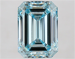 Picture of Lab Grown Diamond 3.57 Carats, Emerald with  Cut, Fancy Intense Blue Color, VVS2 Clarity and Certified by IGI