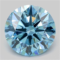 Picture of Lab Grown Diamond 3.02 Carats, Round with Ideal Cut, Fancy Vivid Blue Color, VVS2 Clarity and Certified by IGI