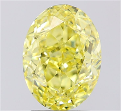 Picture of Lab Grown Diamond 3.10 Carats, Oval with  Cut, Fancy Vivid Yellow Color, VVS2 Clarity and Certified by IGI