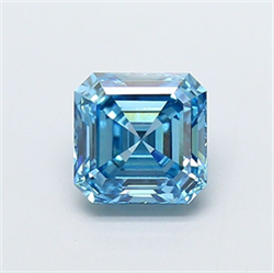 Picture of Lab Grown Diamond 1.30 Carats, Asscher with  Cut, Fancy Vivid Blue Color, VS1 Clarity and Certified by IGI