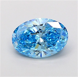 Picture of Lab Grown Diamond 2.00 Carats, Oval with  Cut, Fancy Vivid Blue Color, VS1 Clarity and Certified by IGI