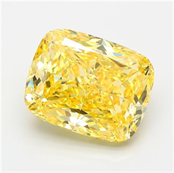 Picture of Lab Grown Diamond 4.03 Carats, CUSHION MODIFIED with  Cut, Fancy Vivid Yellow Color, VS2 Clarity and Certified by IGI