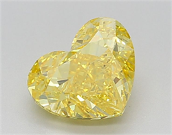 Picture of Lab Grown Diamond 1.56 Carats, Heart with  Cut, Fancy Vivid Yellow Color, VVS2 Clarity and Certified by IGI