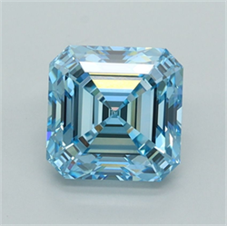 Picture of Lab Grown Diamond 2.03 Carats, Asscher with  Cut, Fancy Vivid Blue Color, VVS2 Clarity and Certified by IGI