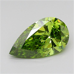 Picture of Lab Grown Diamond 1.63 Carats, Pear with  Cut, Fancy Vivid Green Color, VS1 Clarity and Certified by IGI