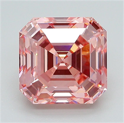 Picture of Lab Grown Diamond 3.71 Carats, Emerald with  Cut, Fancy Vivid Pink Color, VS1 Clarity and Certified by IGI