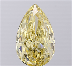 Picture of Lab Grown Diamond 5.04 Carats, Pear with  Cut, Fancy Intense Yellow Color, VS1 Clarity and Certified by IGI