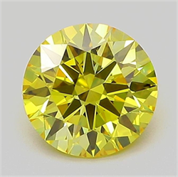 Picture of Lab Grown Diamond 1.37 Carats, Round with Ideal Cut, Fancy Vivid Yellow Color, VS1 Clarity and Certified by IGI